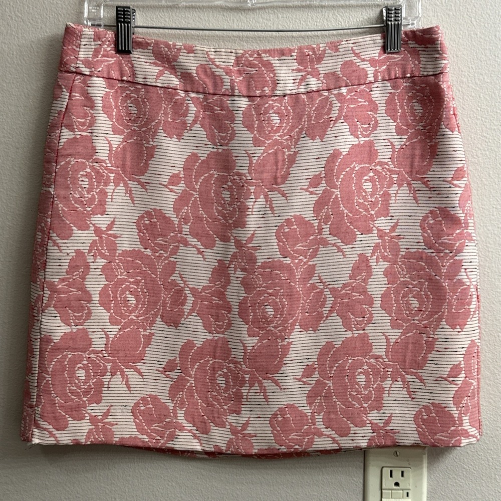 Ann Taylor LOFT Skirt Size 6 Midi Lined PINK FLORAL  17" Length A-Line